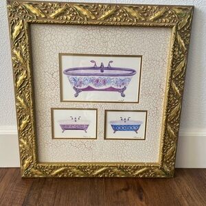 Vintage Framed Art Print by Artist Consuelo Gamboa Cottage Size 17 3/4” x 19”.